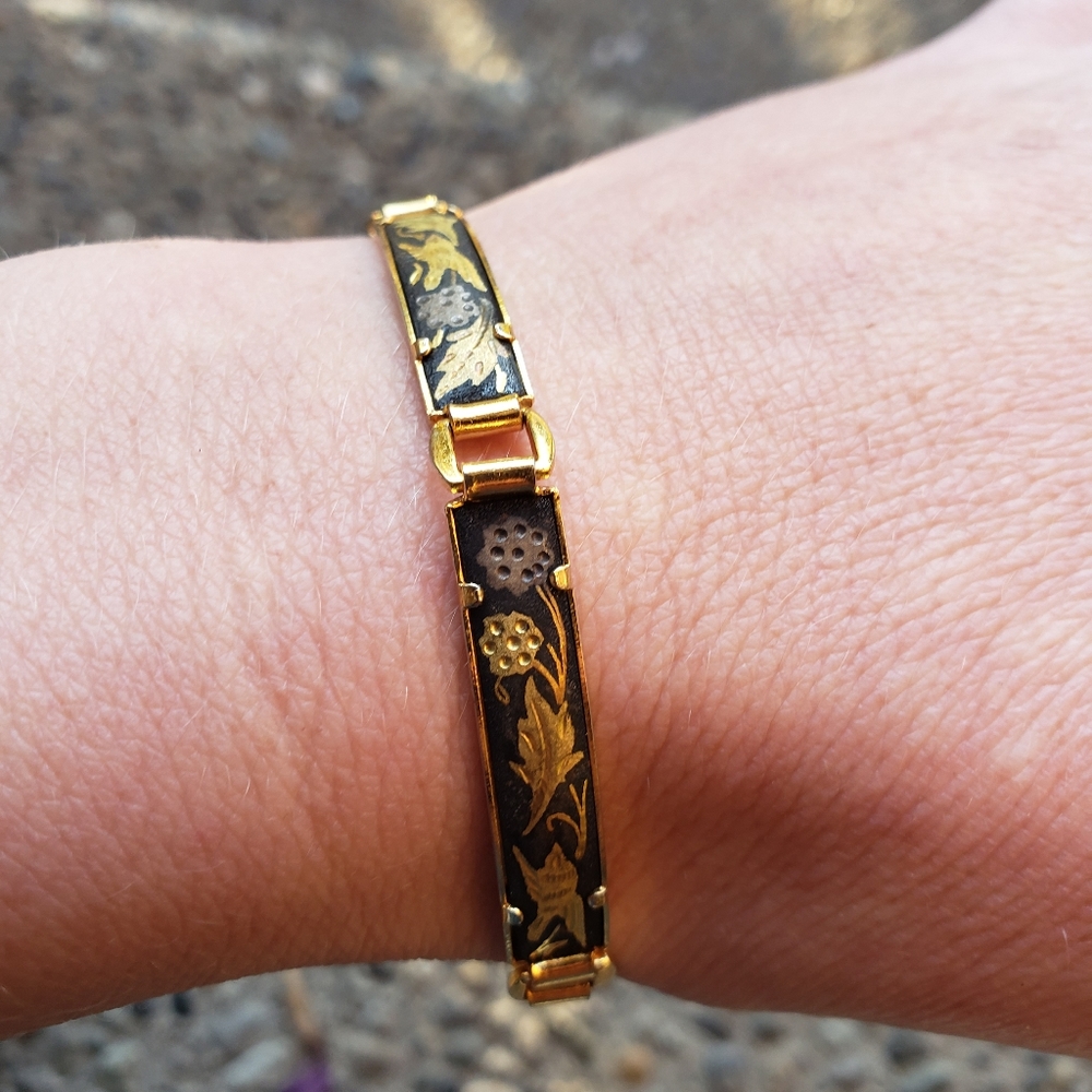 Handpainted Spanish Damascene Vintage Bracelet